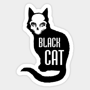 Skull and black cat Sticker